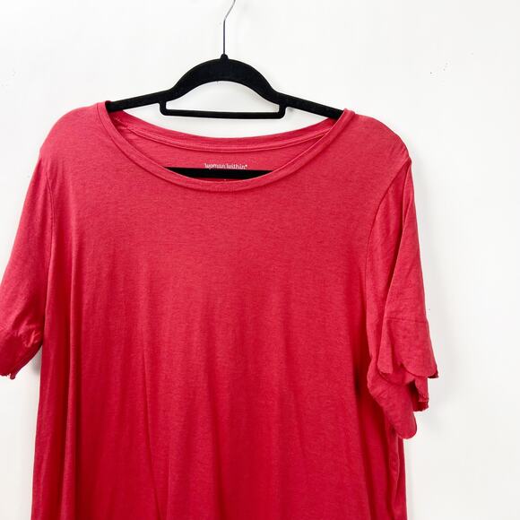 Woman Within 18/20 Large Womens Dark Coral Scallop Hem Tee - Picture 2 of 7
